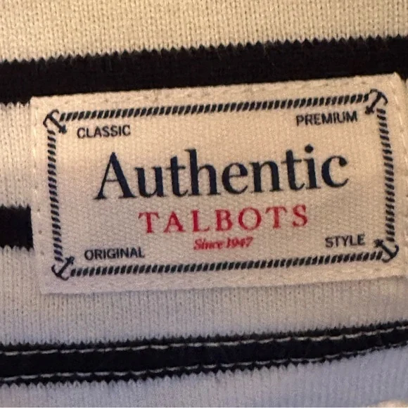 Talbots Classic Navy and White Breton Striped Long Sleeve Top - Picture 6 of 6